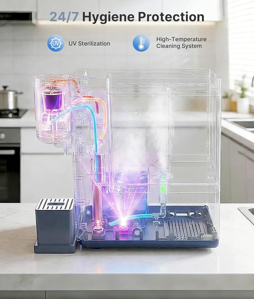 3-in-1 Water Dispenser with Ice Maker – Compact Coffee Brewer, K-Cup® Pod Compatible, Hot/Cold/Warm Water, Adjustable Water Volume, Bullet Ice Ready in 8–12 Minutes, for Home & Office