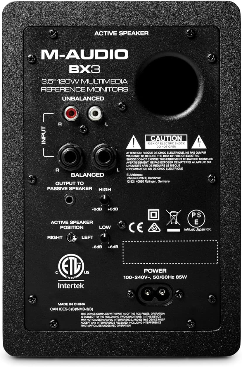 M-AUDIO BX3 Pair 3.5" Wired Studio Monitors and PC Speakers for Recording and Multimedia with Music Production Software