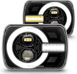 TRUE MODS 5x7 7x6 Inch H6054 Black LED Headlights H4 Sealed Beam Replacement Lamp for Jeep Wrangler YJ Cherokee XJ [DOT Approved] Ford Econoline Chevy Express GMC Savana TOYOTA Pickup Nissan D21 Dodge