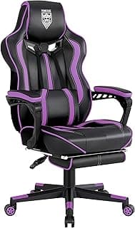 Vonesse Purple Gaming Chair with Footrest, Reclining Computer Gaming Chairs for Adults, Ergonomic Gamer Chair with Massage, Big and Tall PC Game Chair(Purple/Black)