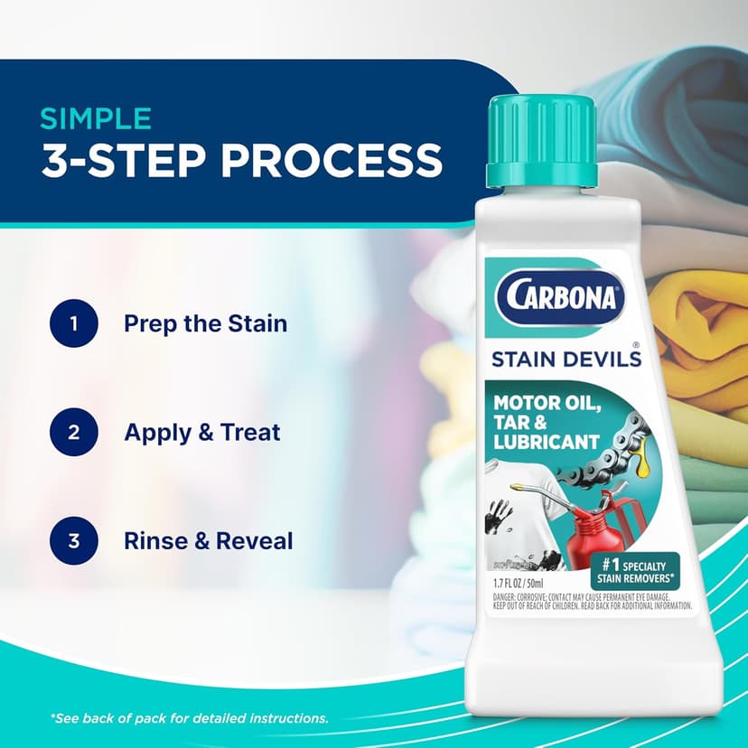 Carbona Stain Devils® #7 | Motor Oil, Tar & Lubricant | Professional Strength Laundry Stain Remover | Multi-Fabric Cleaner | Safe On Skin & Washable Fabrics | 1.7 Fl Oz, 3 Pack