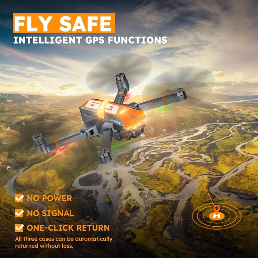 GPS Drones with 4K Camera for Adults with Brushless Motor and Follow Me Mode,Long Flight Time and Distance,5G FPV Transmission and Auto Return,G9 Foldable RC Quadcopter for Beginner,Under249g (Dark gray)