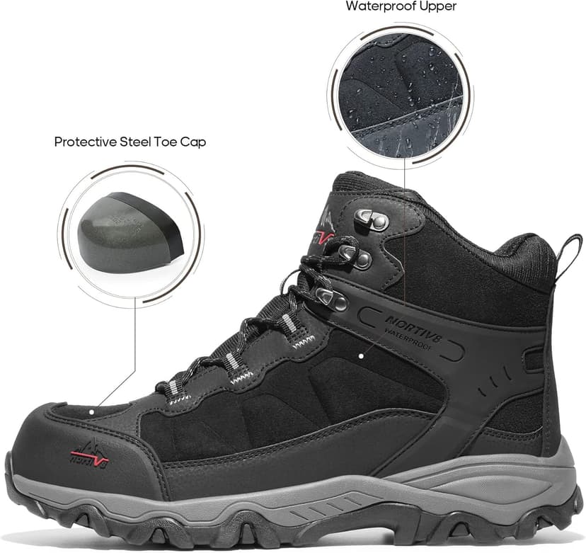 NORTIV 8 Waterproof Steel Toe Boots for Men Slip Resistant Safety Industrial Boots Paladin-Steel