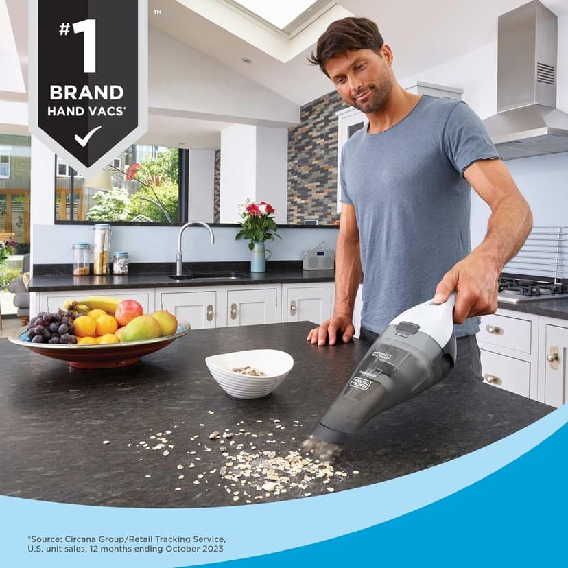 BLACK+DECKER dustbuster Cordless Handheld Vacuum, Portable Car Vacuum Cordless Rechargeable, Wall Mount, Strong Suction QuickClean (HNVC215B10)