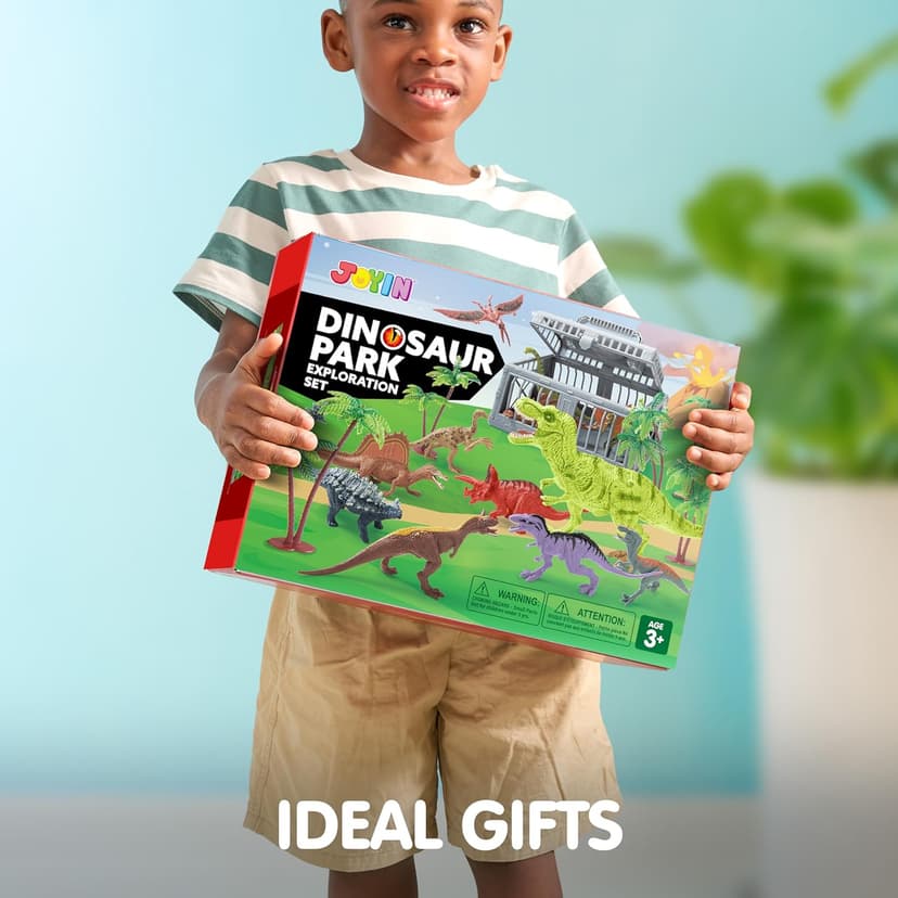 JOYIN Dinosaur Toys with Activity Play Mat & Storage Cage, 19 PCS Realistic Dinosaur Figures & Trees for Toddlers Kids Ages 3-5, Ideal for Boys and Girls Gift