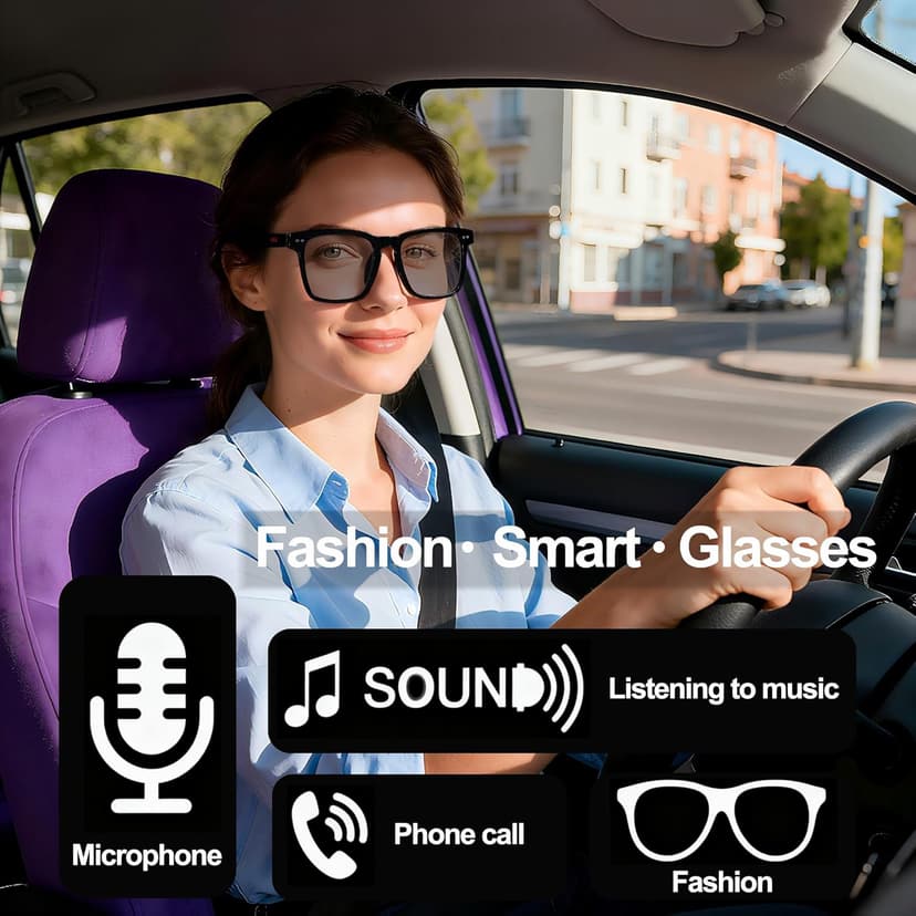 AI Smart Wireless Bluetooth Translation Glasses for Men/Women with Speakers/Bluetooth&140+ Languages Translation Sports/Travel/Drive/Busniess (C1+AI+Color Change Lenses+Black)