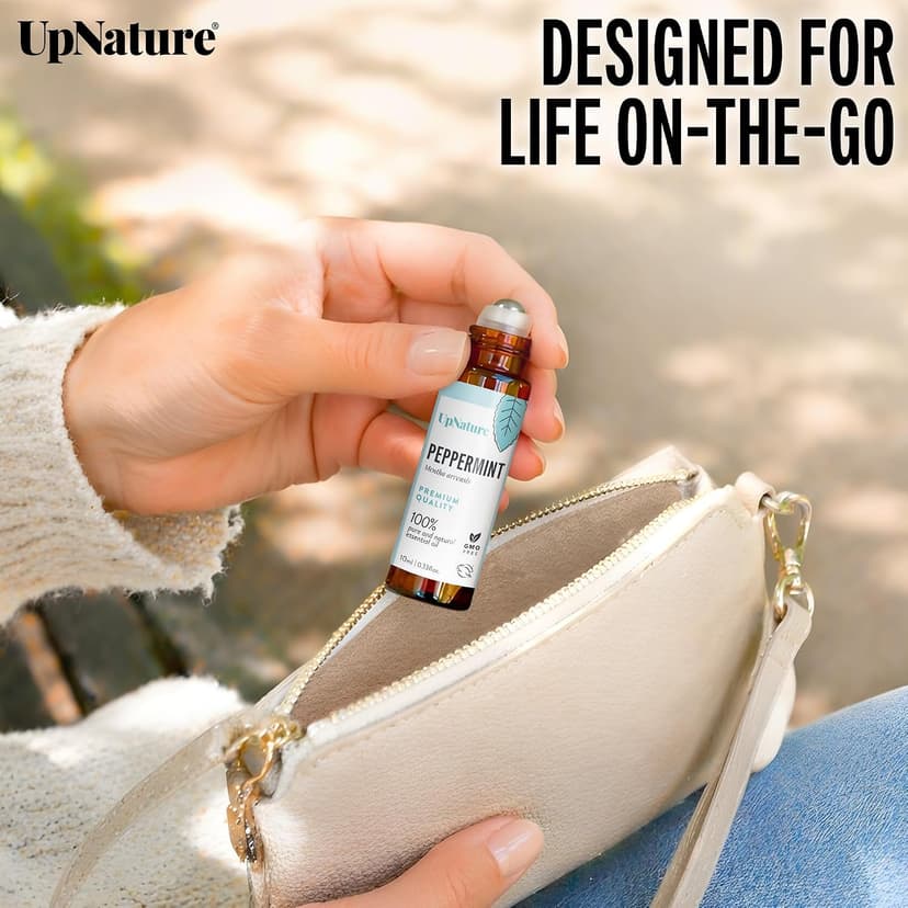 100% natural peppermint essential oil roll-on for nausea, morning & motion sickness relief - pregnancy essentials, chemo UpNature Peppermint Oil Roll On for Pregnancy Nausea & Morning Sickness B07JDX322C
