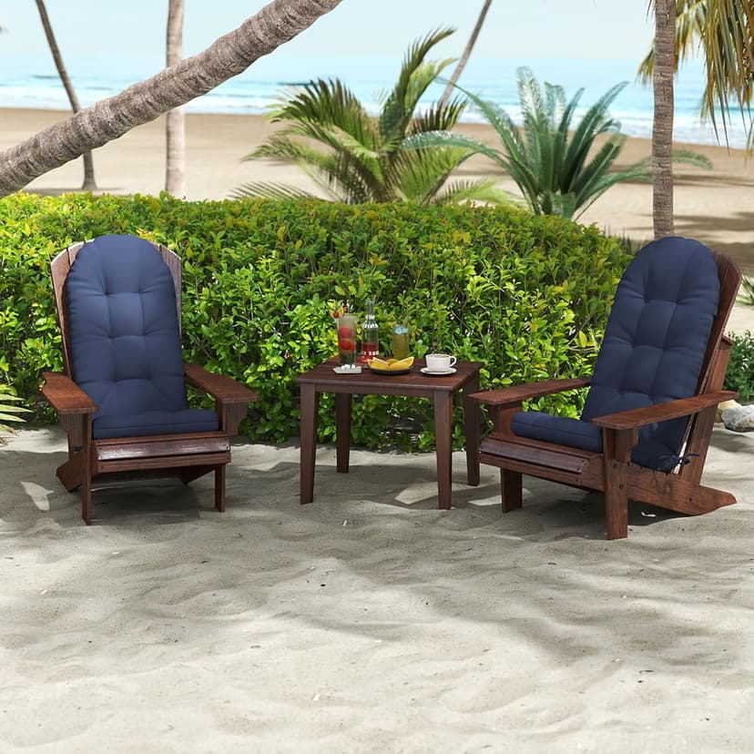 Outdoor Adirondack Chair Cushions Set of 2, 44x19x4 Inch Rocking Chair Cushion, High Back Patio Soft Seat Pad with Ties, Indoor Outside Use, Fade-Resistant & Waterproof, Dark Blue