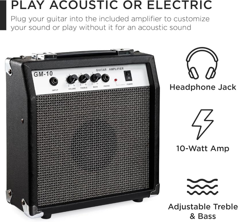 Best Choice Products Beginner Acoustic Electric Guitar Starter Set w/ 41in, All Wood Cutaway Design, Gig Bag, Strap, Picks - Natural Mahogany