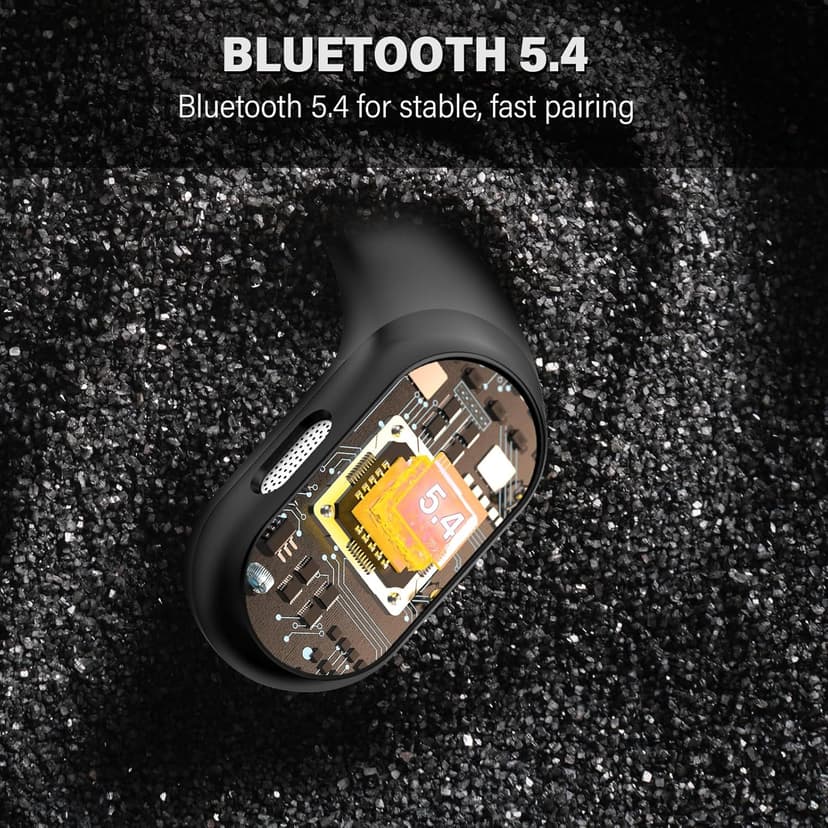 Open Ear Headphones, Bluetooth 5.4 Wireless Earbuds Premium Sound with HD Mic, 48H Playtime LED Power Display Auto Pairing Ear Buds, IPX7 Lightweight Comfort Earphones for Sporting, Working, Black