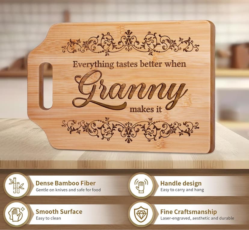 AceThrills Granny Gifts for Granny Birthday, Christmas from Grandkids - Engraved Bamboo Cutting Board 12.3"L x 8.7"W x 0.4"Th B0CYL84JGG