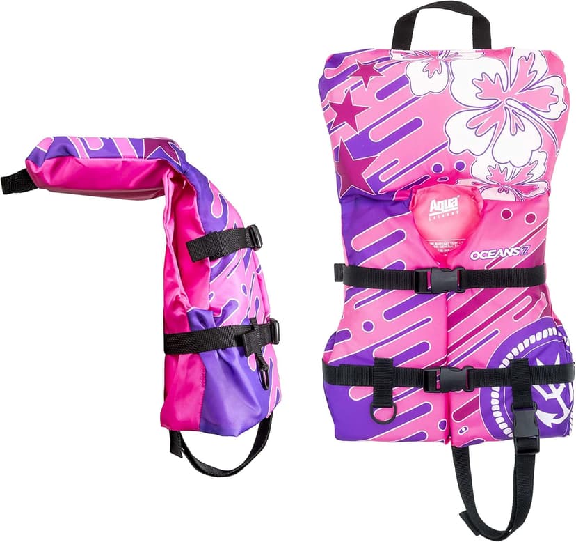 Aqua Oceans 7 Life Jacket for Kids - US Coast Guard Approved Life Vest for Infant, Child & Youth Boys and Girls, Open-Side PFD for Boating, Swimming & Water Sports