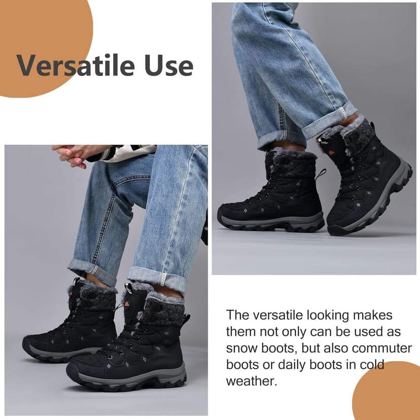 TRAILBLITZ Men's Winter Snow Boots Water Resistant Non Slip Warm Outdoor Lightweight Comfortable Durable 7.1 IN Height Hiking Shoes