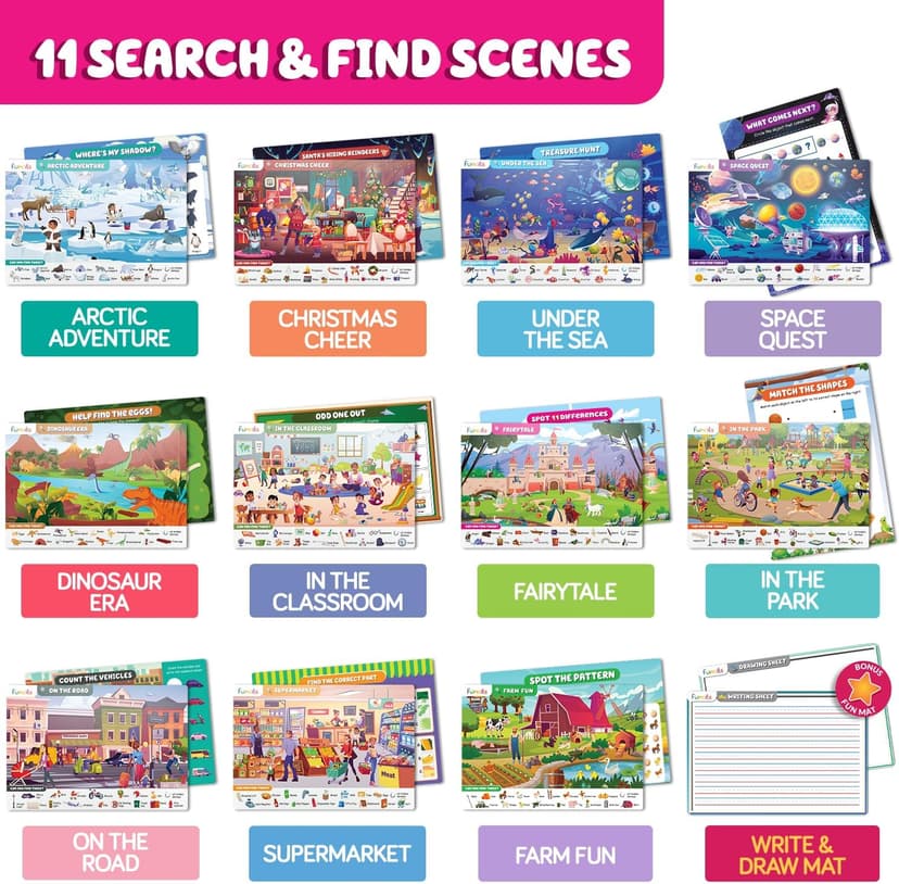 Search and Find for Kids & Toddlers - Preschool Learning Activity Book, Art and Craft Supplies, Seek Find Games, Birthday Gifts for Girls & Boys, Educational Toys for Ages 3, 4, 5, 6 Year Old