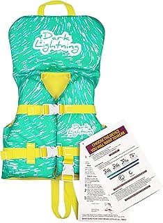 Dark Lightning USCG Approved Infant Life Jacket 0-30 lbs, Toddler Swim Vest and Baby Life Vest for 1-3 Years, 20-30 lbs, Headrest, Leg Strap and Grab Handle