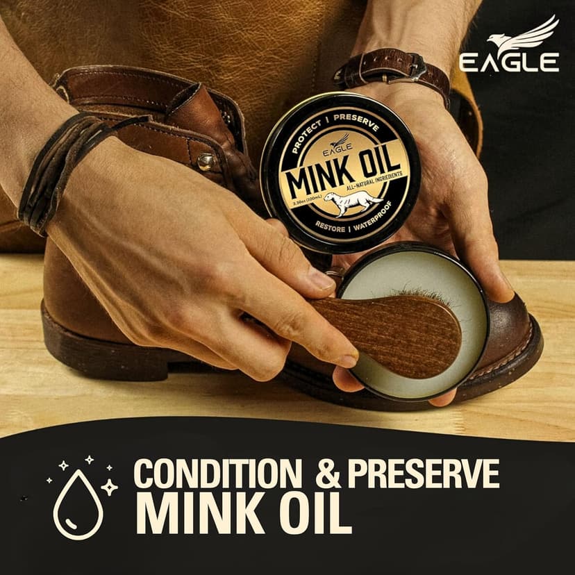 Leather Boot Care Kit – Mink Oil, Saddle Soap for Leather, Applicators & Cloth – Leather Care Kit, Boot Leather Care Kit, Leather Shoe Care Kit for Cowboy Boots, Work Boots, Shoes, and Tack