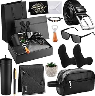 Skylety 13 Pcs Birthdays Gifts Baskets for Men Father Gift for Men Birthdays Gift Box 16 oz Tumblers Wallet Toiletry Bag Sock Bottle Opener Belt Bracelet Glasses Pen for Father's Day Dad Husband B0DJ92ZCJ1
