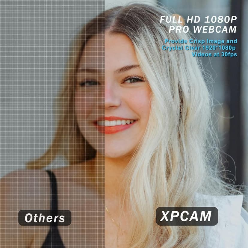 XPCAM Full HD 1080P Webcam with Privacy Shutter and Tripod, Pro Streaming Web Camera with Microphone, Widescreen USB Computer Camera for Laptop Desktop Mac