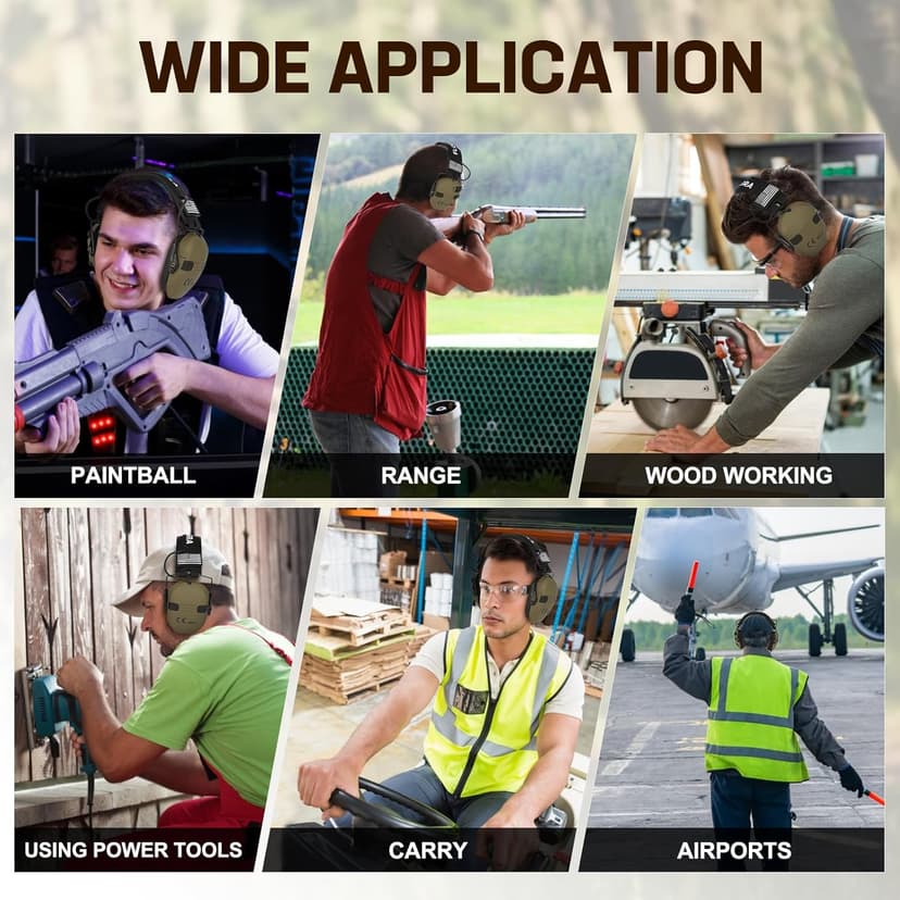 Electronic Ear Protection for Shooting with 5X Sound Amplification, Active Ear Protection for Gun Range, Gun Range Hearing Protection Muffs, NRR 26dB Noise Reduction Headphones for Hunting/Shooting