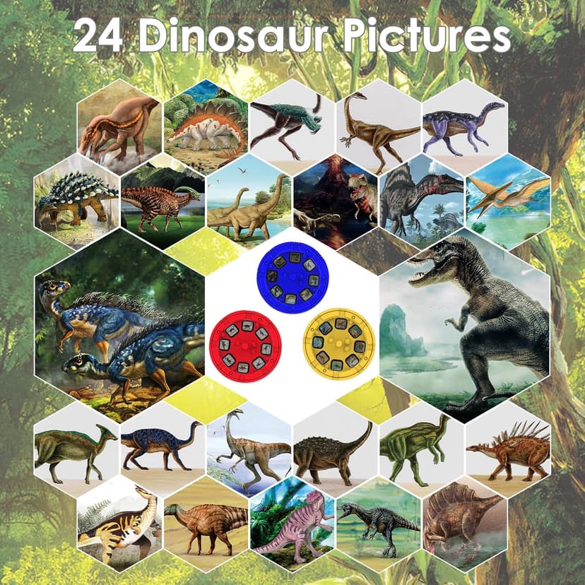 Pup Go Dinosaur Toys for Kids 3-7, Dinosaur Flashlight Focusable Projector Light with 24 Realistic Dino Images, Kids Night Light, Best Gift Cool Dinosaurs Toys for 3 4 5 6 7 Year Old Boys Girls