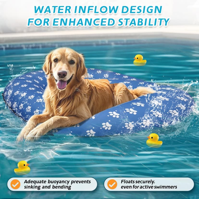 Inflatable Dog Float for Large Dogs, Up to 180 Lbs, Foldable & Puncture-Resistant Doggy Float for Pool, Portable Dog Float Bed Pet Swimming Accessory, Pet-Friendly Outdoor Fun, Blue