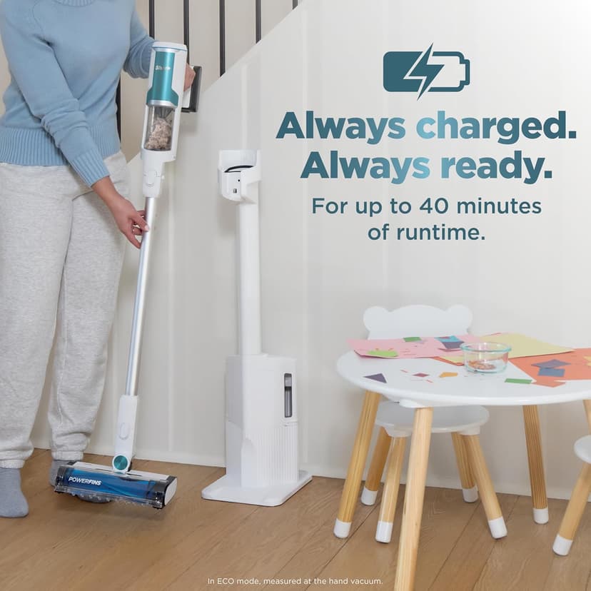 Shark Clean & Empty Cordless Stick Vacuum – Lightweight Cordless with HEPA Filter, Portable, Rechargeable, Auto-Empty System, Stick Vacuum for Pet Hair, Carpets & Hardfloor, White, BU3521