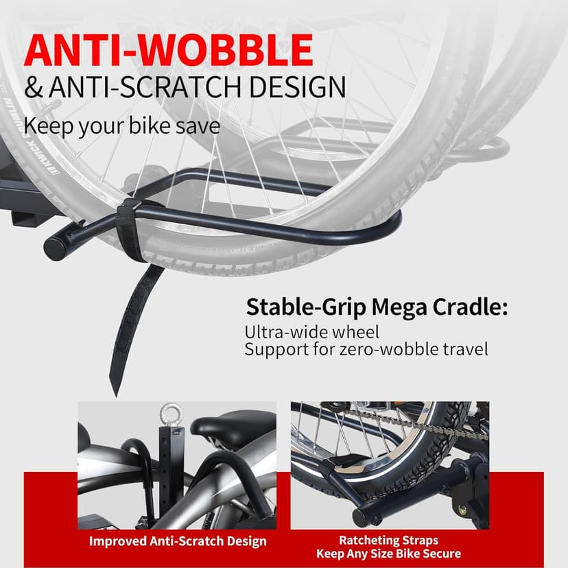 Young Bike Rack Hitch for Car - 200LB 2-Bike Rack Hitch Mount Platform Style Hitch Bike Rack，Smart Tilting & Easy Fold for Car SUV with 2 Inch Receiver，Bike Carrier Fits Up to 5-inch Fat Tire