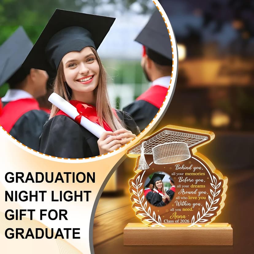 Hyturtle Personalized Graduation Night Light - Custom Photo Light Up Acrylic Plaque Lamp for Women - Inspirational Senior 2026 Graduation Gifts Her Him - College Grad Gifts - Graduation Gifts B0F291WN3G