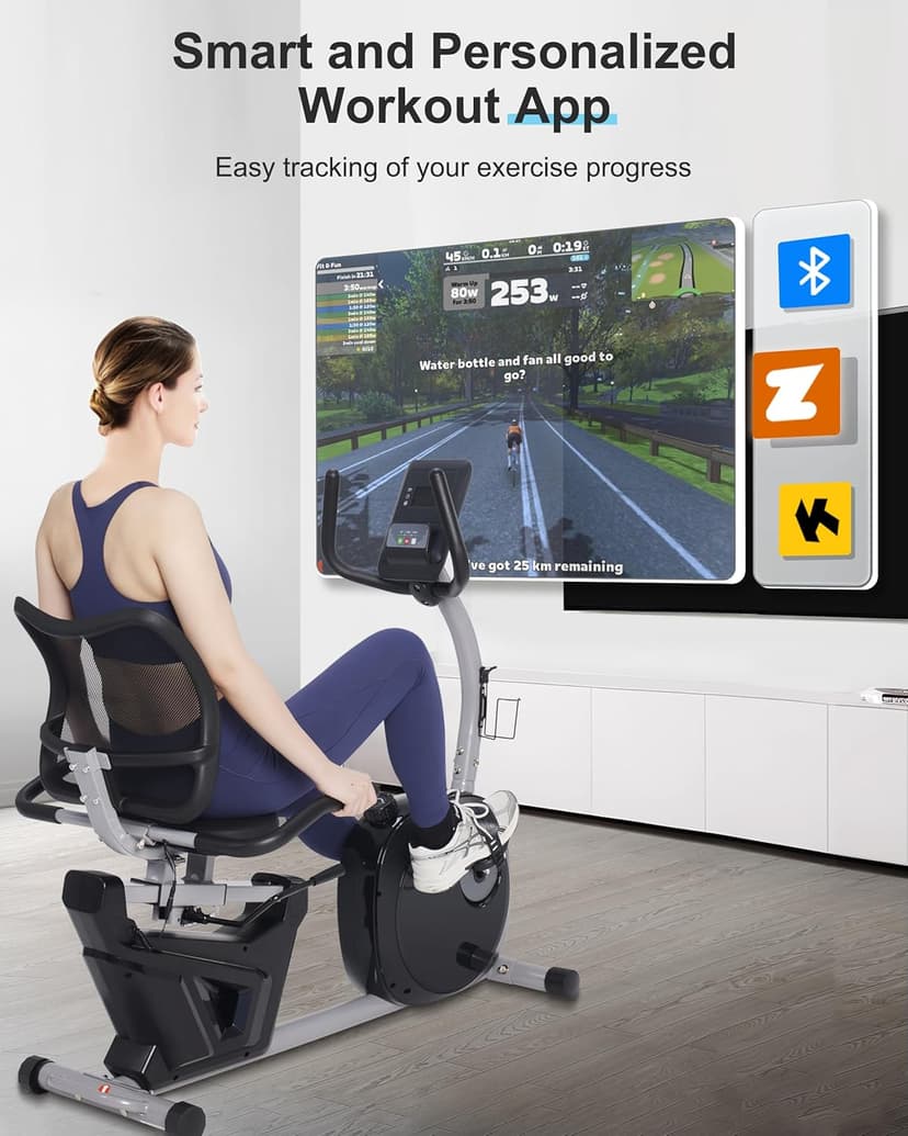 Recumbent Exercise Bike for Seniors - 400LB Weight Capacity Recumbent Bikes with Comfortable Seat, Pulse Sensor, 16-level Resistance, LCD Monitor