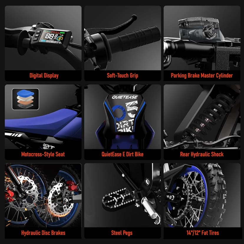 Electric Dirt Bike for Adults Teens, 3000W Brushless 220Nm Motor - 45° Slope, 38 MPH, 48V/23.5Ah Removable Battery, Dual Hydraulic Brakes & Full Suspension Electric Motorcycle for Age 13+