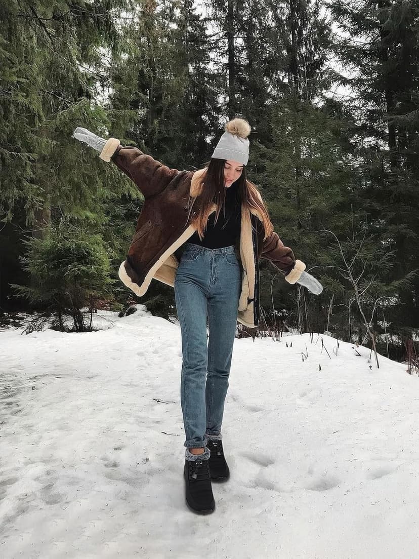 SHIBEVER Winter Boots for Women Snow: Fur Lined Warm Ankle Boots - Adjustable Water Resistant Outdoor Zipper Snow Shoes