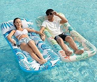 Jasonwell Inflatable Pool Float Lounge - 2 Pack Floaties Rafts for Adults Floating Lounger Sun Tanning Floats Cool Water Floaty Swimming Lake Beach Party Toys