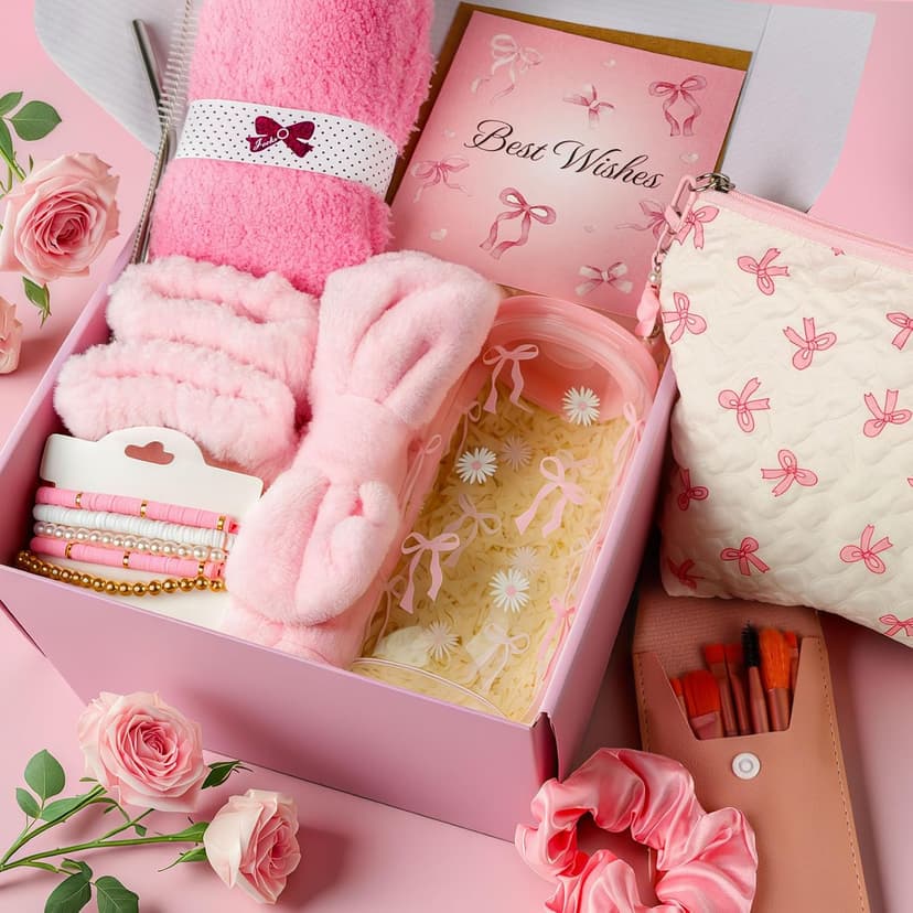 TUZELIYA Exquisite Birthday Gifts for Girls Teens - Best Birthday Presents for Her - Pink Unique Gift Baskets for Women - Back to School Gifts for Best Friends Girlfriend Daughter Mom Sister Coworker B0FMRHHVX6