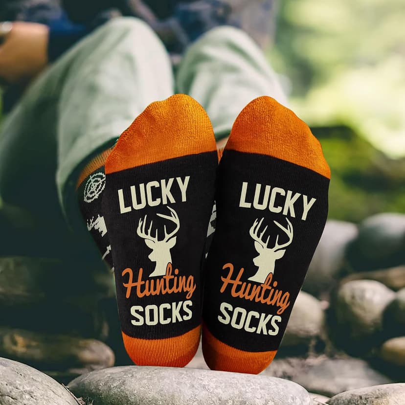 Hunting Accessories for Men, Dad - Funny Deer & Duck Hunting Socks - Stocking Stuffers, Christmas Gift B0GCCP51NT