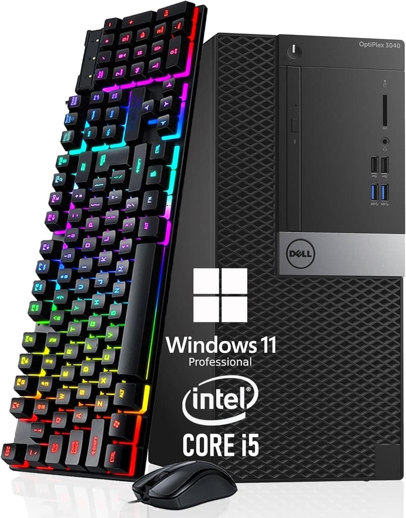Dell OptiPlex 3040 Mini Tower Desktop Computer PC, Quad-Core i5-6500 up to 3.6 GHz, 8GB RAM, 256GB SSD, Keyboard and Mouse, WiFi, BT, Windows 11 Pro (Renewed)