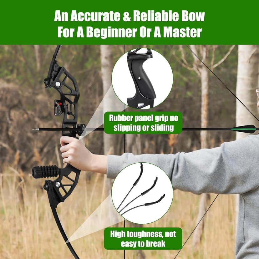51" Recurve Bow and Arrow Adult Set, 40lb Takedown Archery Adult Bow Suitable for Outdoor Practice (Black)