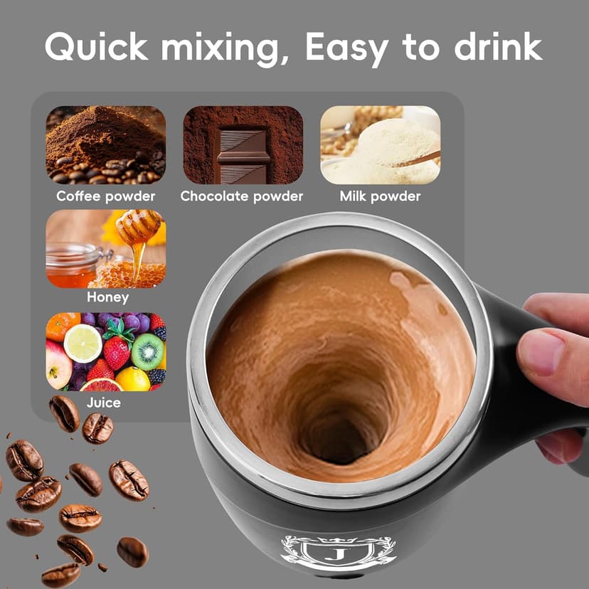 Initial Magnetic Stirring Coffee Mug Stainless Travel Cup Adult Men Guy Him Brother Dad Boyfriend Uncle Niece Best Friendship Grandpa Grandfather Husband Son Law Happy Birthday Cool Meaningful Gifts,J
