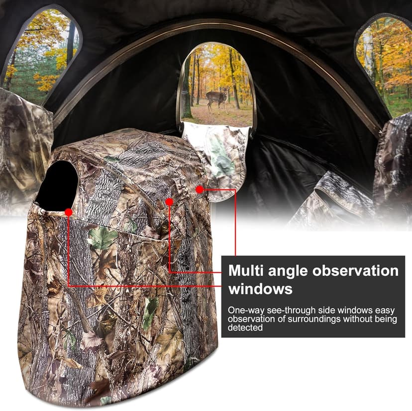 Hunting Blinds with Chair Pop Up Ground Blinds with Carrying Bag Portable 1-Person Hunting Tent for Deer & Turkey Hunting