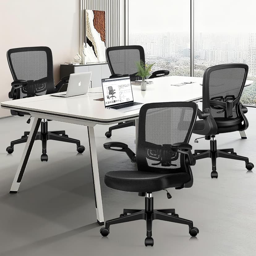 KLASIKA Desk Chairs with Wheels, Ergonomic Mesh Office Chair Adjustable Height and Swivel Lumbar Support Home Office Chair with Flip Up Armrests (8PK)