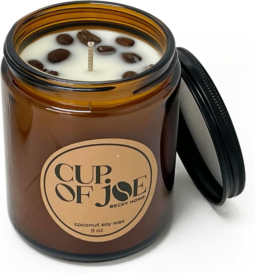 Coffee scented jar candle 9oz espresso aroma in amber glass for warm ambiance, long-lasting fragrance, and home décor. 9oz Coffee Scented Jar Candle, Espresso, Amber Glass, Home Fragrance Gift B0DJMPC42T
