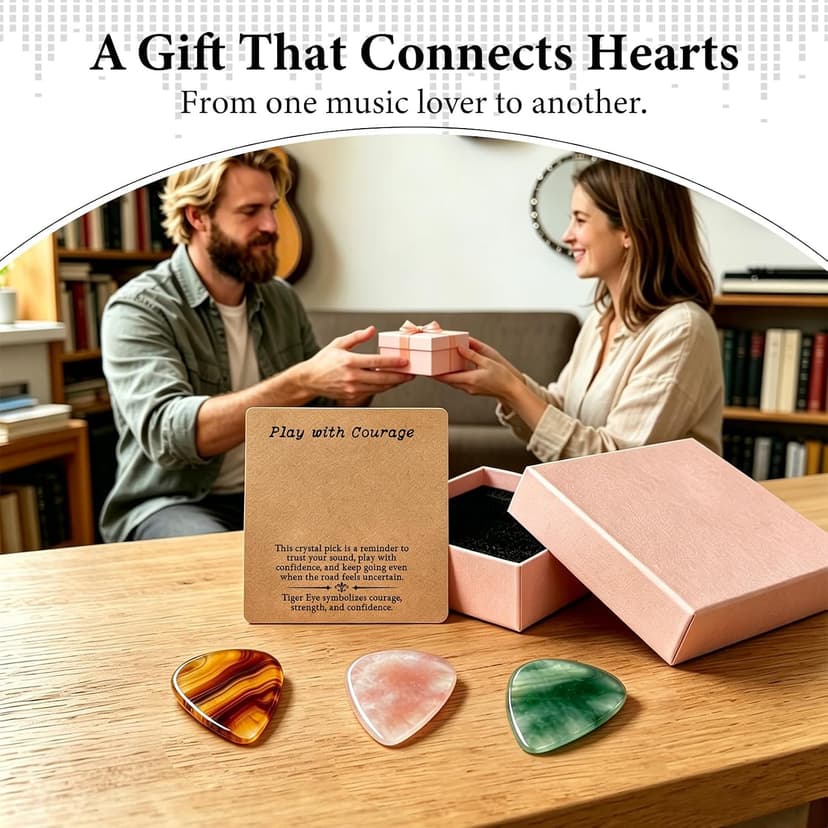 Natural Crystal Guitar Pick Gift for Guitar Players, Handmade Gemstone Plectrum for Acoustic Guitar, Inspirational Music Gift for Practice, Performance, Graduation, New Beginnings (Green Aventurine) B0GWLBSZFJ