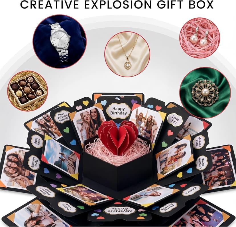Picture Pop up Love Box Gift, Set with Scrapbooking Accessories Creative Photo, Album Gifts for Anniversary Wedding KOOGEL Explosion Gift Box DIY Exploding Photo Album Preassembled Surprise B07Q3VH41X