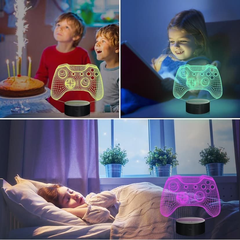 Attivolife Gamepad 3D Illusion Lamp, Controller Night Light with Remote Control + Timer 16 Color Changing Desk Lamp Kids Gamer Room Decor Plug in Best Cool Festival Birthday Gift for Boy Men B08Y5J1ML5