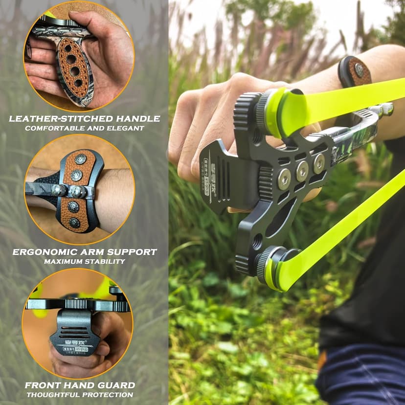 Heavy Duty Hunting Slingshot, Wrist Rocket Slingshot with Arm Support, Professional Shooting Sling Shot for Adults, Competition Catapult.