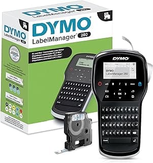 DYMO Label Maker LabelManager 280 Rechargeable Portable Label Maker Easy-to-Use One-Touch Smart Keys QWERTY Keyboard PC and Mac Connectivity For Home & Office Organization