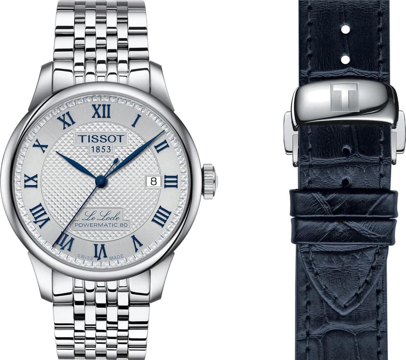 Tissot Mens Tissot Le Locle Powermatic 80 20th Anniversary 316L Stainless Steel case Automatic Watches, Grey, Stainless Steel, 19 (T0064071103303)