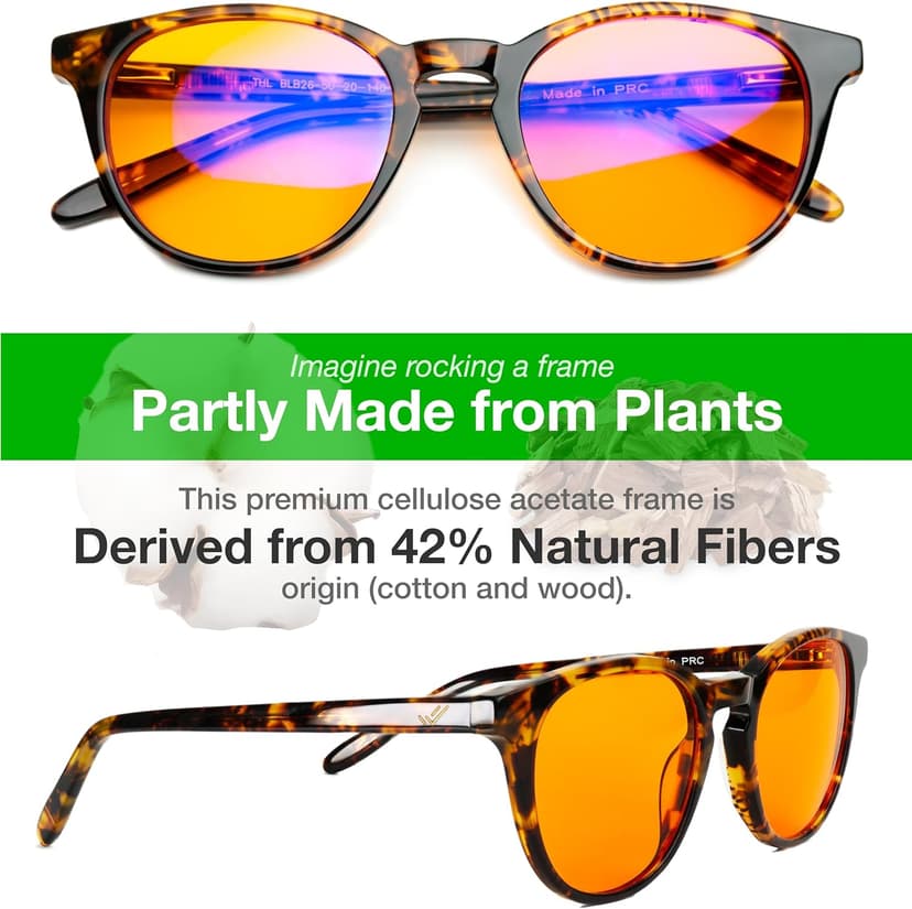 Orange Blue Light Blocking Glasses for Better Sleep - 99.5% Premium Acetate Migraine Glasses for Women & Men