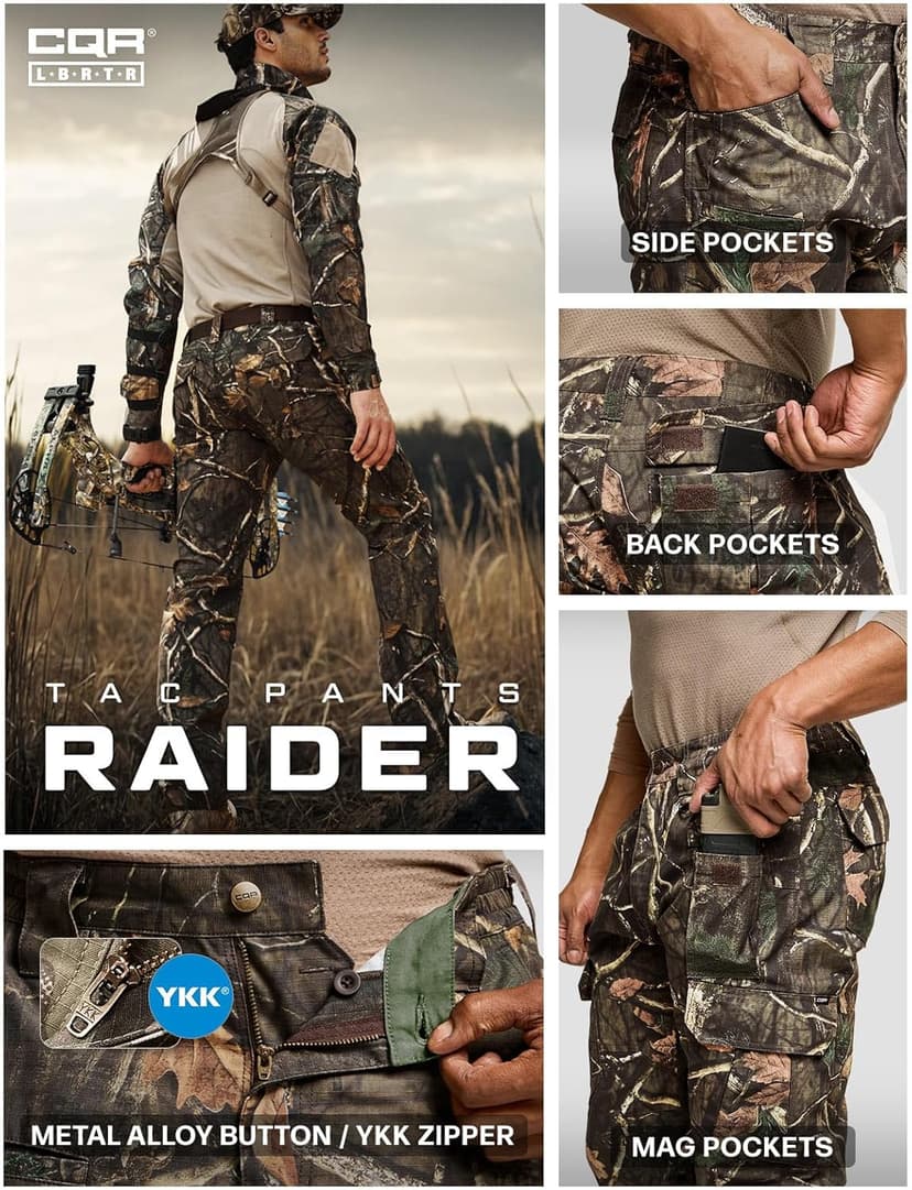 CQR Men's Tactical Pants, Water Resistant Ripstop Cargo Pants, Lightweight EDC Work Hiking Pants, Outdoor Apparel