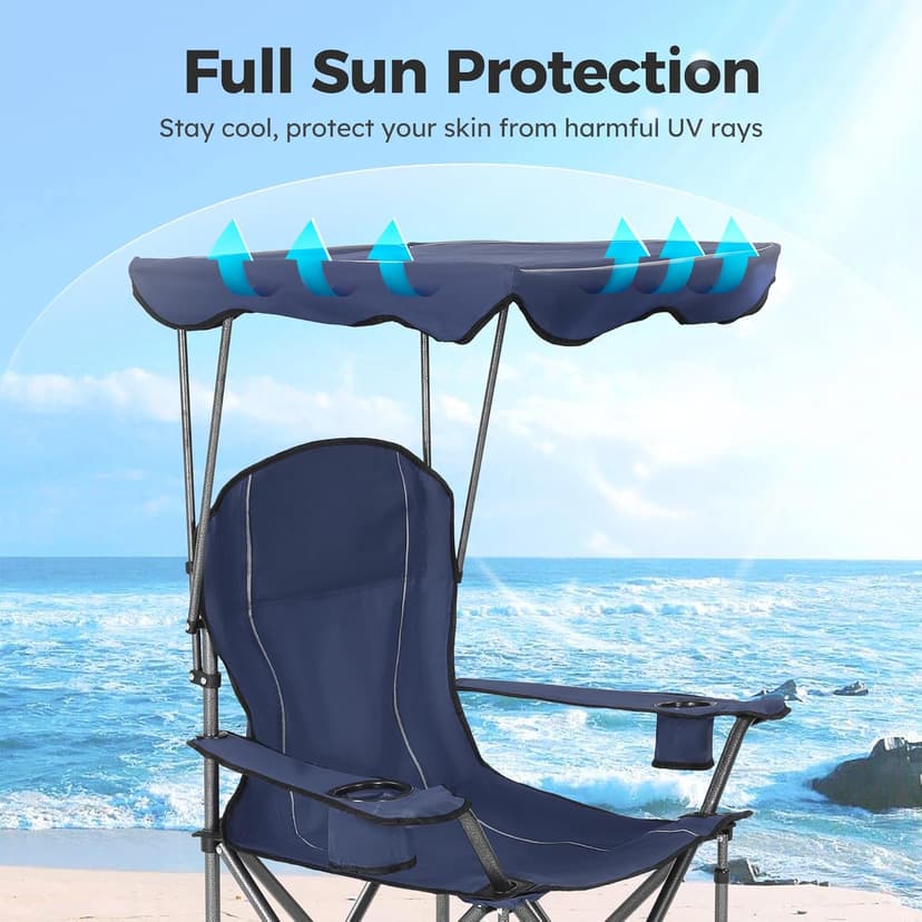 ALPHA CAMP Camping Chairs 350LBS Capacity, Heavy Duty Folding Chair with 4-Can Cooler Bag, Portable Outdoor Chair with Cup Holder for Adults, Collapsible for Tailgating, Beach, Fishing