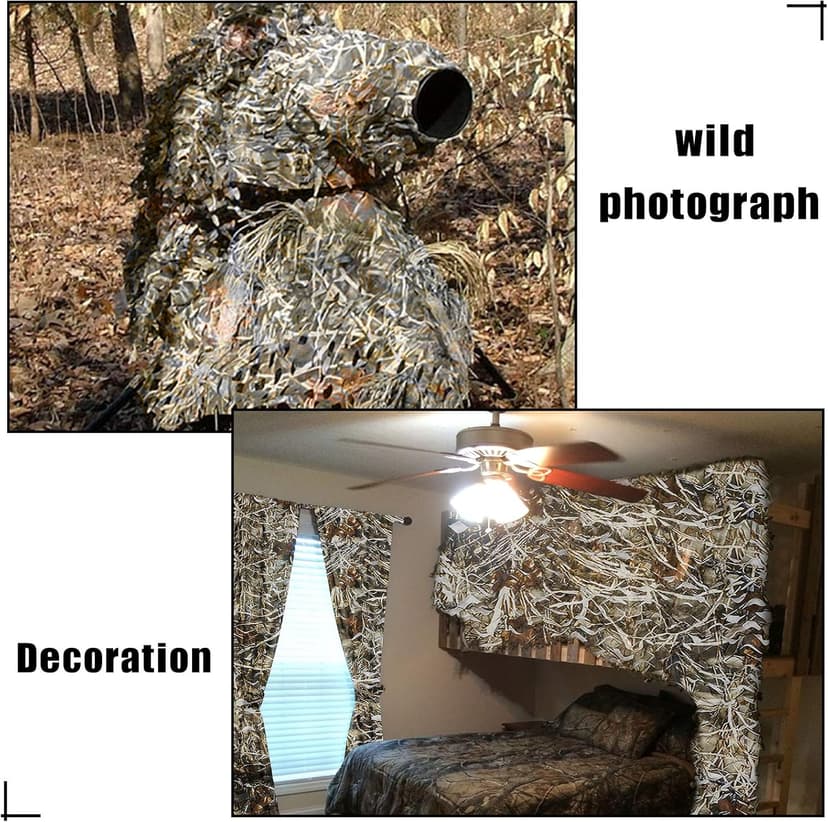 Camo Netting, Camouflage Netting, Hunting Blind Camo Net, Army Party Decorations, Sunshade Fence Nets, Lightweight, Bulk Roll, Mesh, Great for Camping, Shooting, Photograph, Car Cover, Outdoor